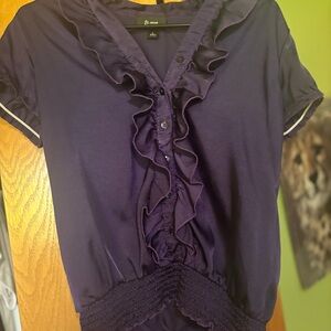 Bwear Purple Ruffled Short Sleeve Blouse